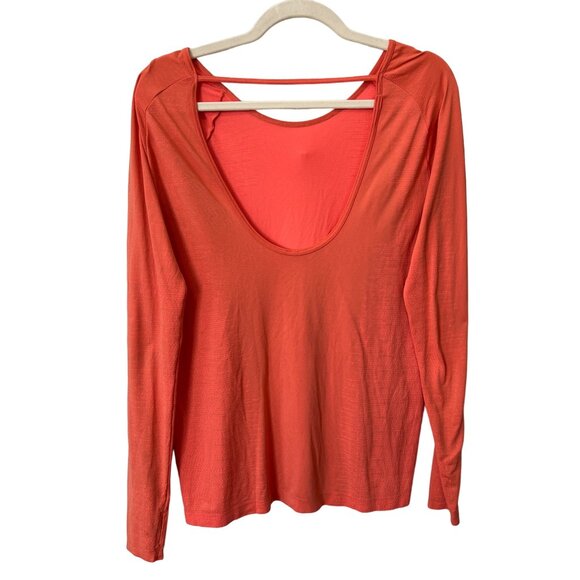 Under Armour Scoop Back Long Sleeve Top Womens M Orange Performance Exercise Gym - Picture 2 of 8